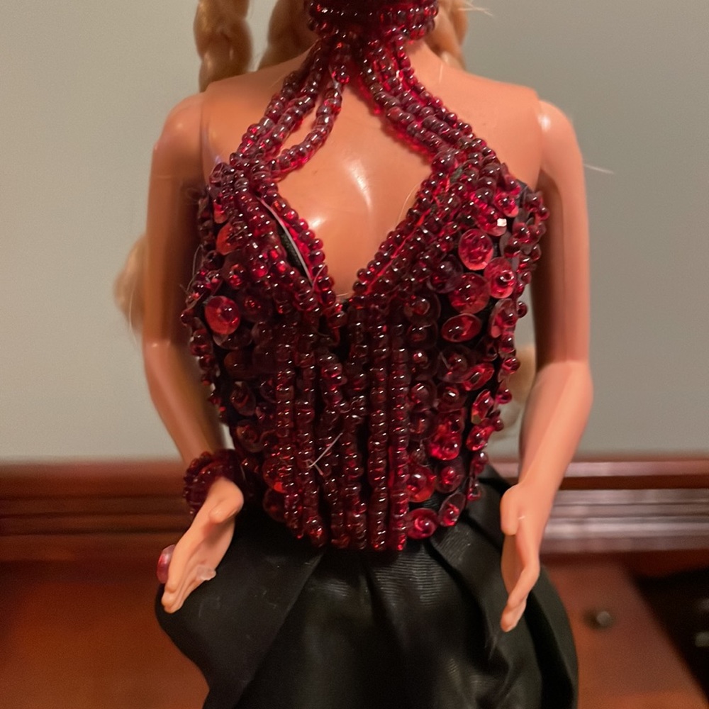 1980s Barbie wearing handmade outfit with real fur. - Picture 13 of 16